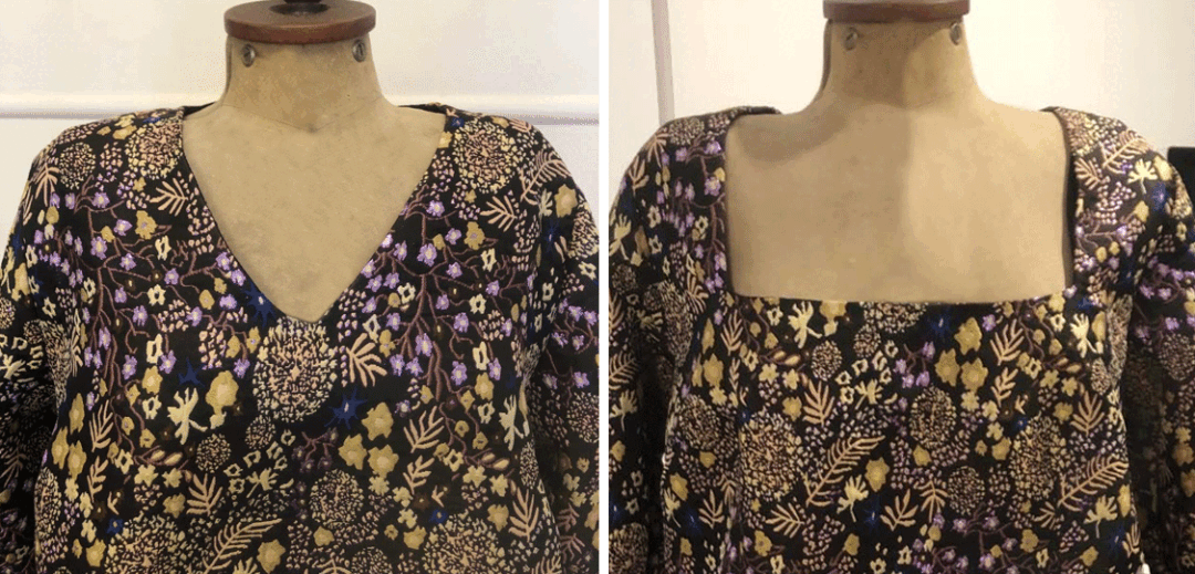 Changing a V neck to a ​​​​​square neckline